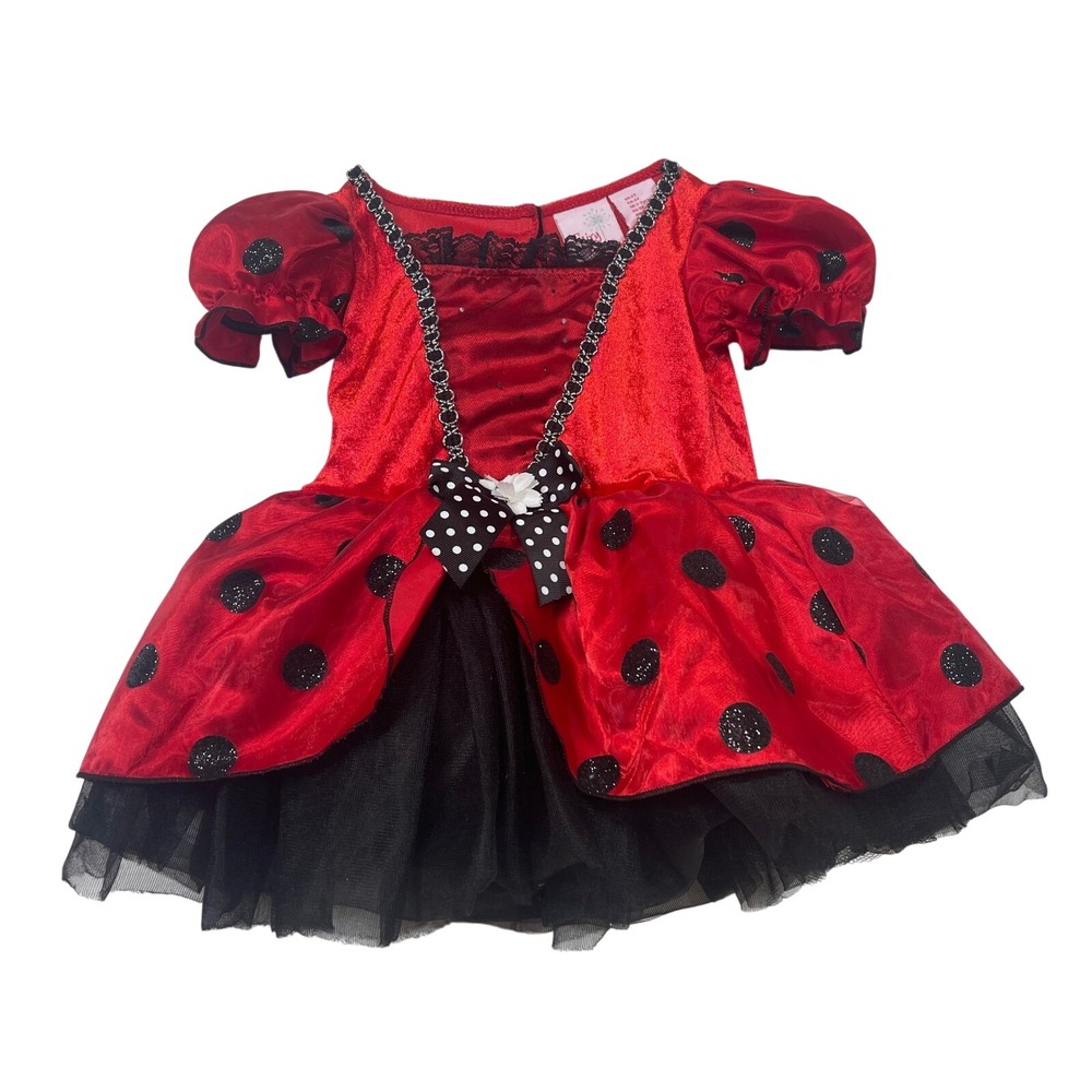 Fairy‎ Dust Ladybug Costume Dress 2T Toddler Girl Red Black Polka Dot Halloween